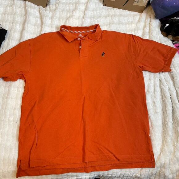 DISNEY Embroidered Polo 2 Button Down Shirt Collared Large L Orange - Picture 1 of 3